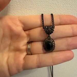 Elegant Black Pendant Necklace and Earring Set